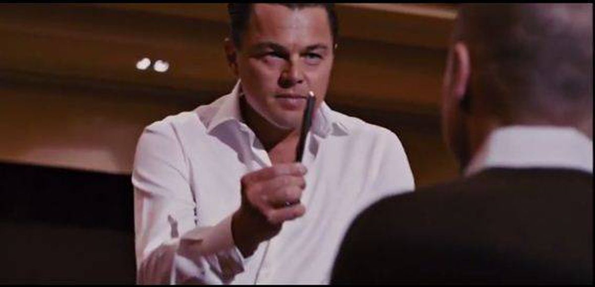 a movie still from The Wolf of Wall Street from 2013