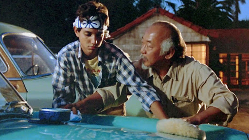 a movie still from Karate Kid from 1984